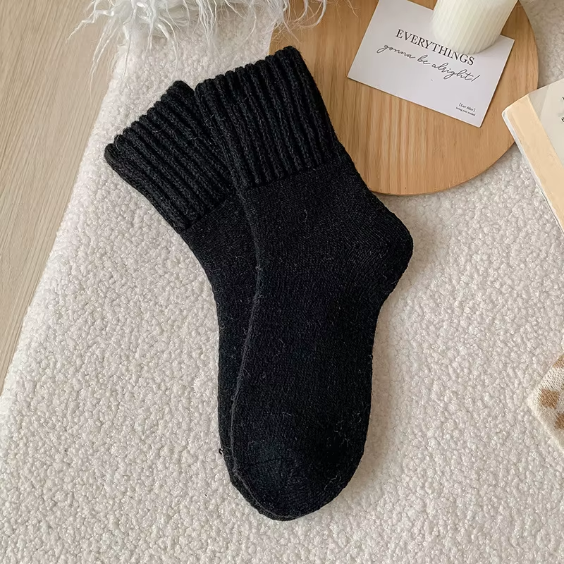 SP&CITY Winter Thickened Wool Socks Women’S Breathable Comfortable Plush Low Tube Snow Socks Korean Simple Warm Cashmere Socks